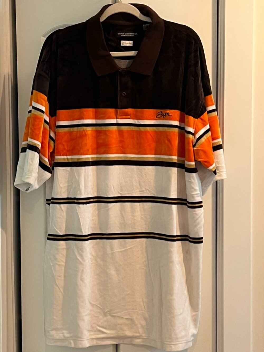 Vintage Enyce Velour Striped Polo Shirt